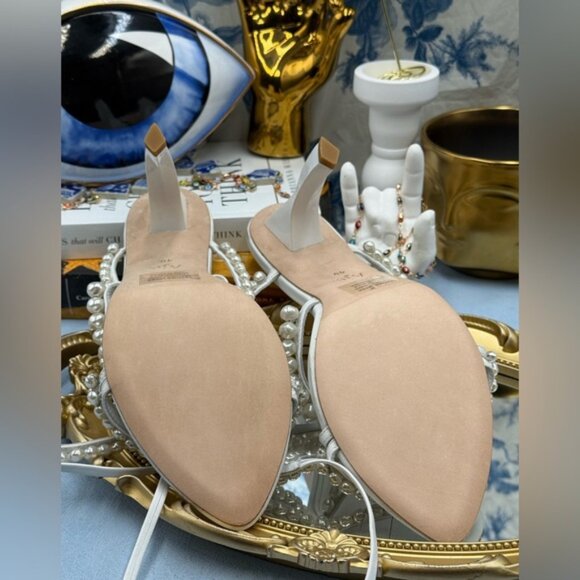 🆕 AJE 🧿 NWOB Alba Pearl Sculptural Heel, White - Sz 40 US 10 - Picture 15 of 15